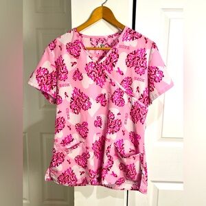 GT Performance Pink Breast Cancer Awareness Scrub Top-Medium-Medical Tech EUC